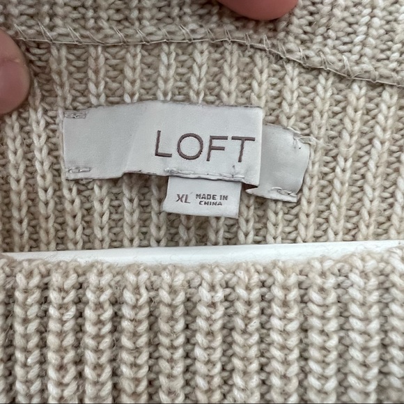 LOFT Tan Cream Women's Knit Sweater Size XL - Picture 3 of 3